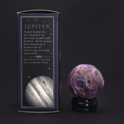 Amethyst Planet Jupiter auf 40mm Sonnengold Stein - Weisheit, Macht und Wissen