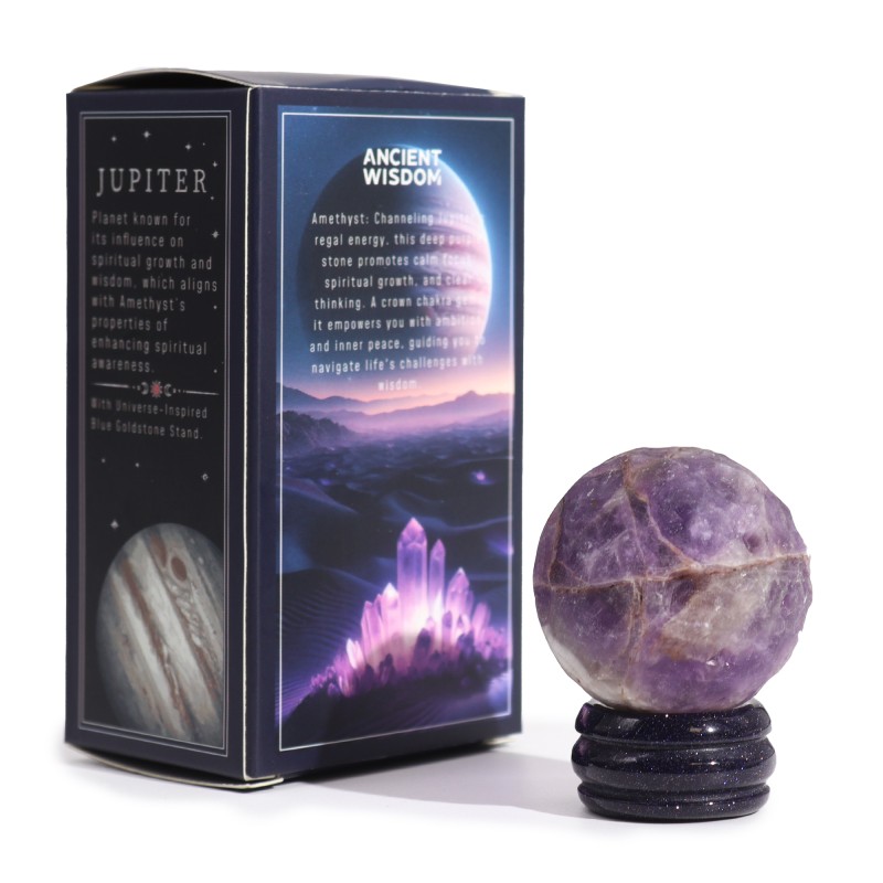 Amethyst Planet Jupiter on 40mm solar golden stone - Wisdom, Power and Knowledge-Gemstone Planets-HOSTENATURA