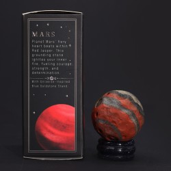 Red Jasper Mars Planet on golden solar stone 40mm - Strength, Passion and Victory