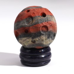 Red Jasper Mars Planet on golden solar stone 40mm - Strength, Passion and Victory