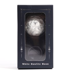 Howlite Lune Planète Blanc sur pierre solaire dorée 40mm - Paix, Changement et Tranquillité