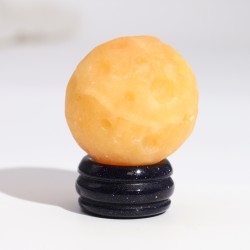 Yellow Jade Saturn Planet on golden solar stone 40mm - Patience, Focus and Discipline