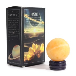 Gelbe Jade Saturn Planet auf goldenem Sonnenstein 40mm - Geduld, Fokus und Disziplin