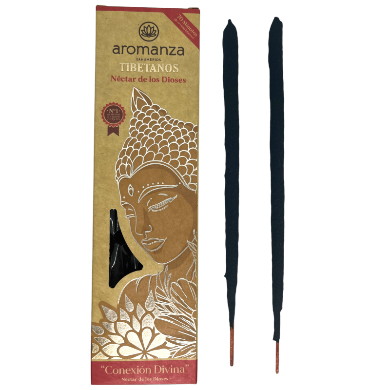 Incenso Tibetano Néctar dos Deuses Conexão Divina Incenso Aromanza Argentina - Queimador de incenso artesanal 8 varas extras-Incenso tibetano de Aromanza Incense Argentina-HOSTENATURA