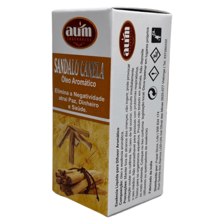 Aceite de Fragancia Sándalo y Canela AUM FRAGRANCES Elimina Negatividad, Atrae Paz, Atrae Dinero y Atrae Salud 10ml.