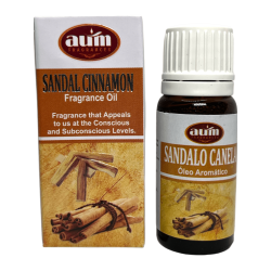 Aceite de Fragancia Sándalo y Canela AUM FRAGRANCES Elimina Negatividad, Atrae Paz, Atrae Dinero y Atrae Salud 10ml.