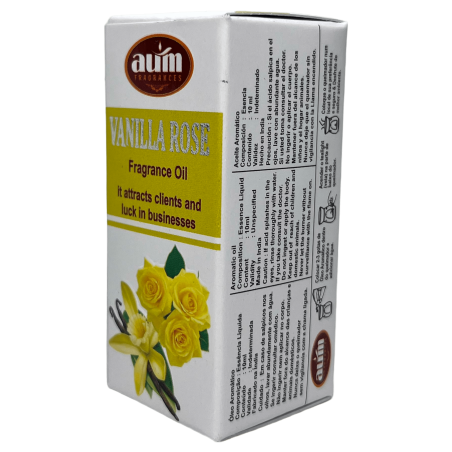Aceite de Fragancia Vainilla Rosa AUM FRAGRANCES Atrae Clientes y Suerte en los Negocios 10ml.