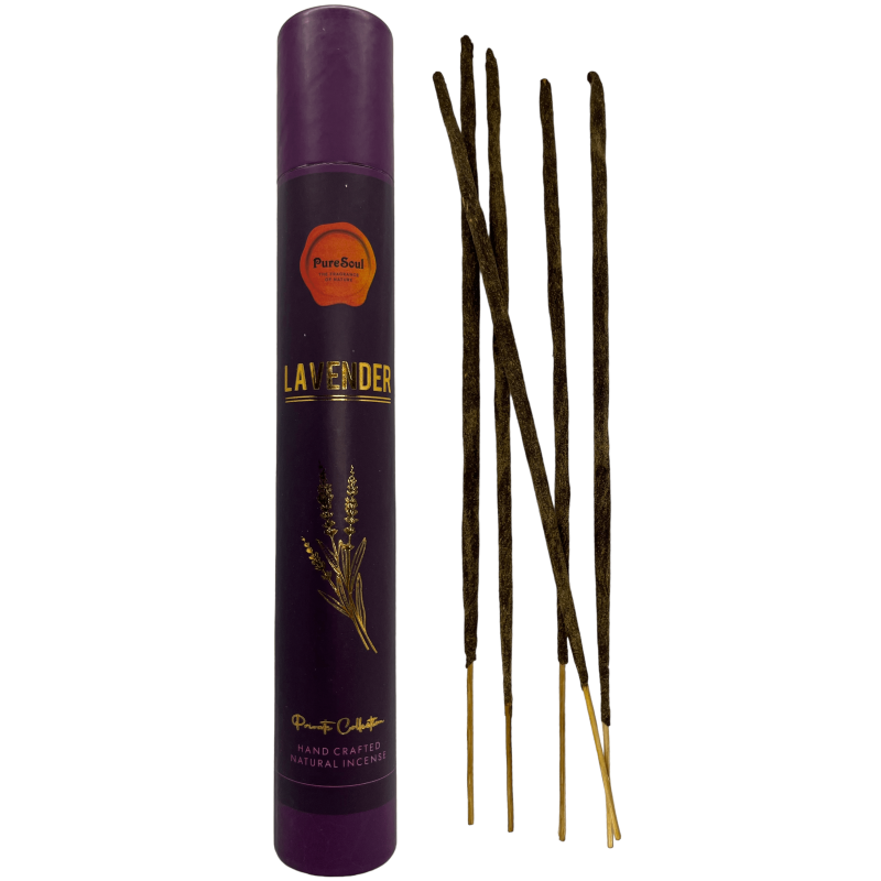 Fragrâncias Pure Soul Lavender Incense AUM - Incenso artesanal indiano de alta qualidade - 25gr.-Pure Soul Incenso AUM Fragrâncias Artesão Indiano de Alta Qualidade-HOSTENATURA