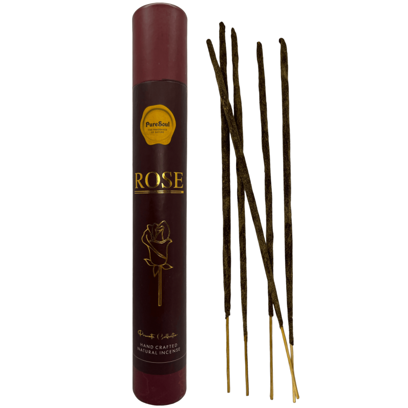 Pure Soul AUM Düfte Rosen Räucherstäbchen - Hochwertiger indischer handgemachter Weihrauch - 25gr.-Pure Soul Incense AUM Fragrances Hochwertige indische Handwerkskunst-HOSTENATURA