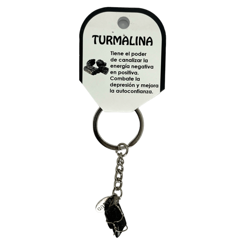 Black Tourmaline Keychain Esoteric - HOSTENATURA - Against bad energies and turning bad energies into positive ones-AMULETS-HOSTENATURA