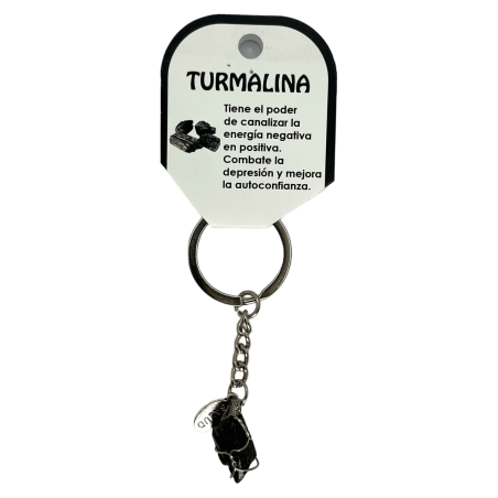 Llavero Turmalina Negra Esotérico - HOSTENATURA - Contra las malas energías y convertir las malas energías en positivas