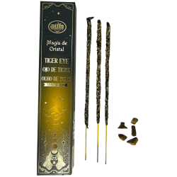 Tiger Eye Incense Crystal Magic Aum Fragrances - Incense with a box of Tiger Eye crystals - 20gr.