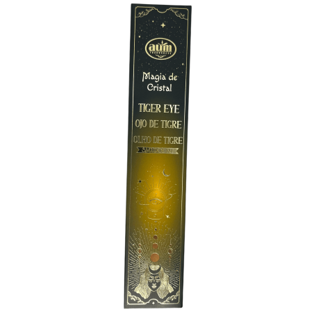 Incienso Ojo de Tigre Magia de Cristal Aum Fragrances - Incienso con cajita de cristales de Ojo de Tigre - 20gr.