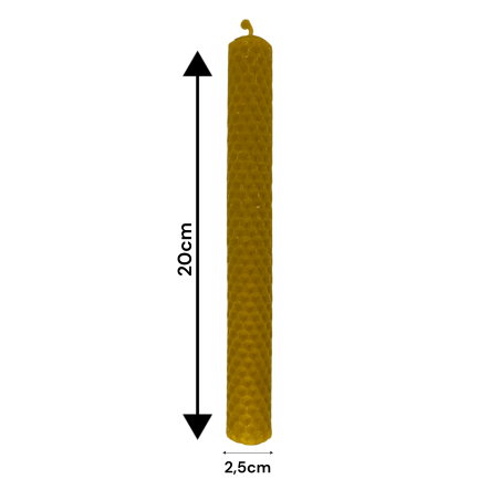 Vela de Miel Cera de Abeja Natural - 20x2cm - 45gr.