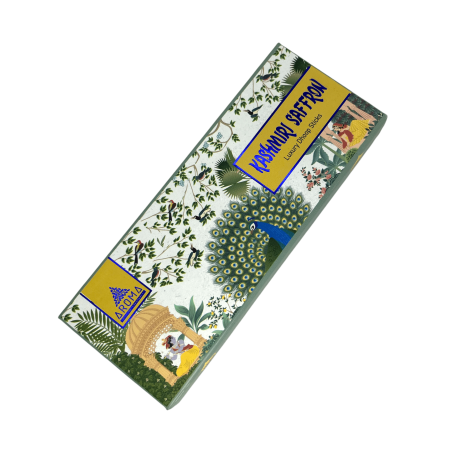 Incienso Dhoop Azafran AROMA Fragrances Kashmiri Saffron Luxury Dhoop Sticks - Incienso tibetano 15 barritas en cajita regalo