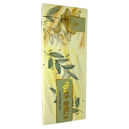 Incienso Dhoop Vainilla AROMA Fragrances French Vanilla Luxury Dhoop Sticks - Incienso tibetano 15 barritas en cajita regalo