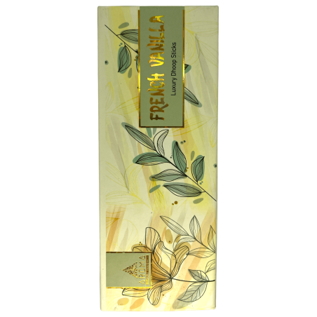Incienso Dhoop Vainilla AROMA Fragrances French Vanilla Luxury Dhoop Sticks - Incienso tibetano 15 barritas en cajita regalo