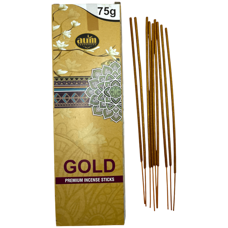 Encens Or Premium AUM Fragrances GOLD Bâtons d'encens Premium 75gr.-Incienso Premium Sticks AUM FRAGRANCES-HOSTENATURA