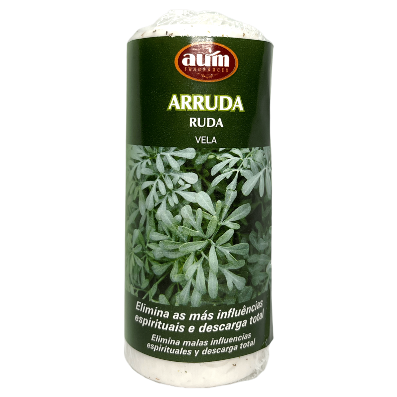 Vela Fragrâncias Ruda AUM 12x4,8cm - Elimina más influências espirituais e descarga total-Velas Esotéricas Fragrâncias AUM-HOSTENATURA