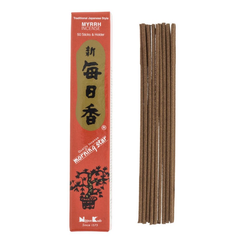 Japanischer Morgenstern Japanische Myrrhe Nippon Kodo Weihrauch (20g) 50 Riegel + Räuchergefäß-Japanische Räucherstäbchen-HOSTENATURA