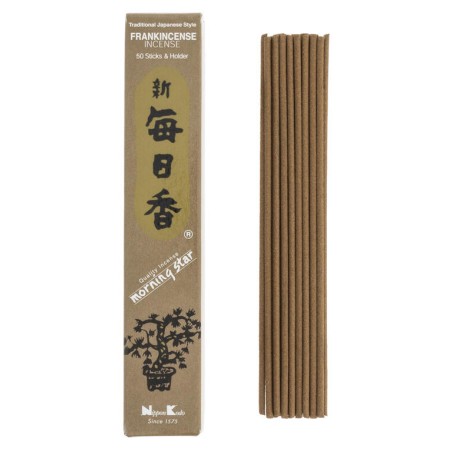 Japansk rökelse Morgonstjärna Frankincense Olibano Kyrka Nippon Kodo (20g) 50 barer + rökelsekar