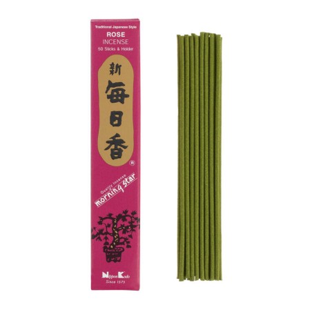Encens Japonais Etoile du Matin Rose Rose Nippon Kodo (20g) 50 barres + encensoir