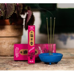 Japanese Incense Morning Star Rose Pink Nippon Kodo (20g) 50 bars + censer