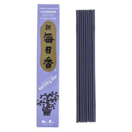 日本のお香 モーニングスター ラベンダー ラベンダー 日本 鴹堂 (20g) 50本入り + 香炉