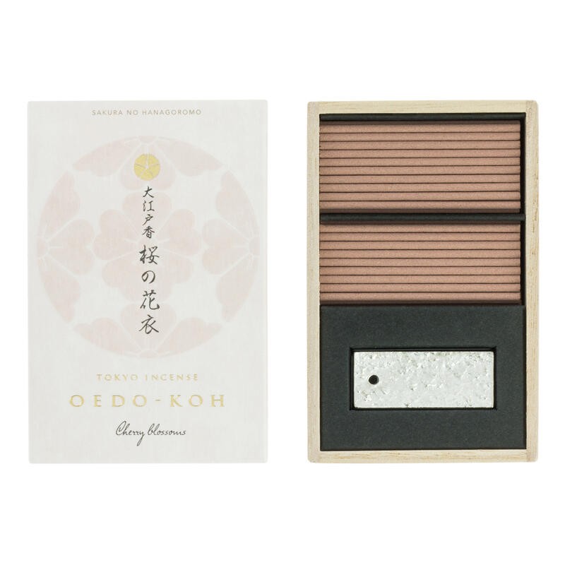 Oedo-Koh japonais cerisier en fleurs Nippon Kodo Encens - Encens dans une caisse en bois avec encensoir - 60 bâtonnets-ENCENS JAPONAIS-HOSTENATURA