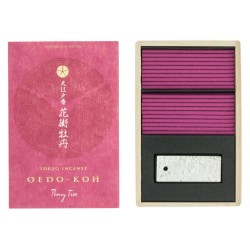 Encens japonais Oedo-Koh Peony Nippon Kodo - Encens dans un coffret en bois avec encensoir - 60 bâtonnets