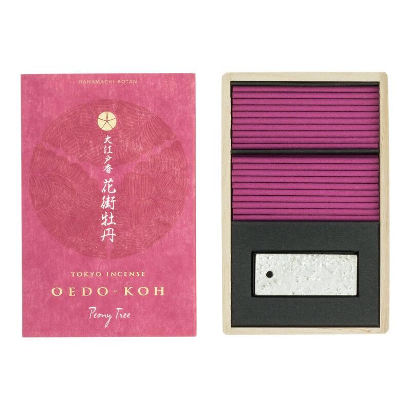 Encens japonais Oedo-Koh Peony Nippon Kodo - Encens dans un coffret en bois avec encensoir - 60 bâtonnets-ENCENS JAPONAIS-HOSTENATURA