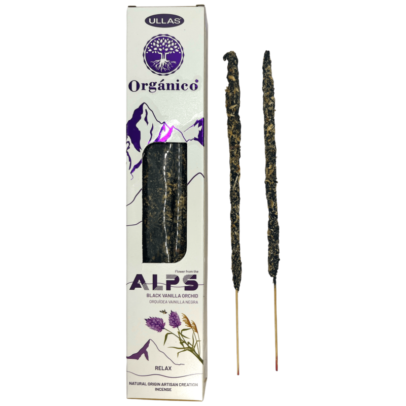 Encens Ullas Alps Vanille Orchidée Noir - Fait Main - Fabriqué en Inde - 100% Naturel - Encens Bio ULLAS Alps-ENCENS BIO ULLAS-HOSTENATURA