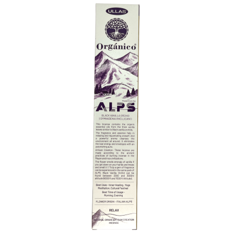 Incenso de Orquídea Baunilha Preta Ullas Alps - Feito à Mão - Feito na Índia - 100% Natural - Incenso Orgânico ULLAS Alpes