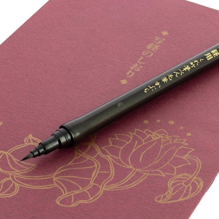 Kuretake Heart Sutra Calligraphy Set - Japanese Calligraphy 15 Sheets Template and Pen Brush