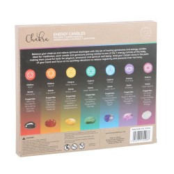 7 Chakras Candle and Mineral Kit - 7 Candles, 7 Minerals and 1 Spirit of Equinox Wooden Candle Holder