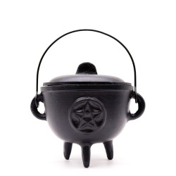 Cast Iron Cauldron with Large Pentagon 12x15cm - Cauldron for spells and rituals