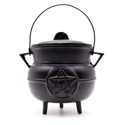 Cast Iron Cauldron with Huge Pentagon 21x15cm - Cauldron for spells and rituals