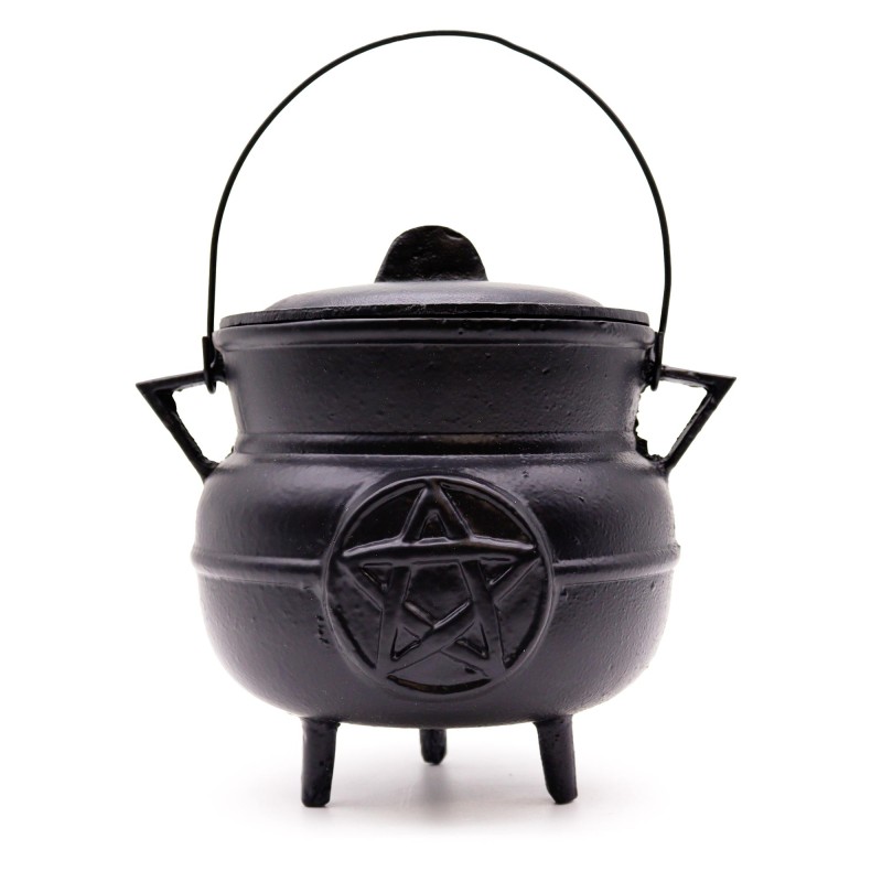 Cast Iron Cauldron with Huge Pentagon 21x15cm - Cauldron for spells and rituals-CAULDRONS AND BOWLS FOR RITUALS-HOSTENATURA