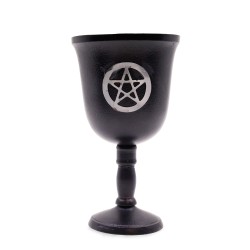 Large Cast Iron Ritual Cup with Pentagon 20x11cm - Cup for spells and rituals