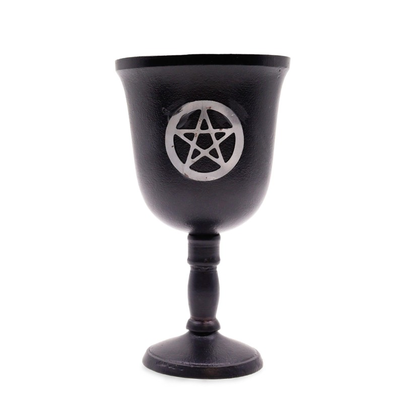 Large Cast Iron Ritual Cup with Pentagon 20x11cm - Cup for spells and rituals-CAULDRONS AND BOWLS FOR RITUALS-HOSTENATURA