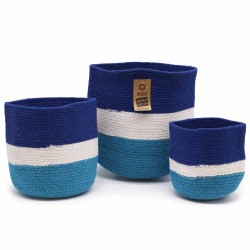 Set of 3 Turkish Eye Cotton Jute Baskets - Eye Protection 15cm, 20cm and 25cm