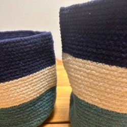 Conjunto de 3 Cestos de Juta de Algodão Olho Turco - Proteção para os Olhos 15cm, 20cm e 25cm