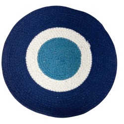 Juego de Posavasos y Manteles Individuales de Yute Algodón Ojo de Protección - Ojo Turco - 4 Posavasos y 4 manteles individuales