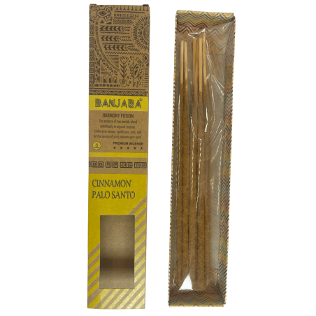 Incienso Banjara Palo Santo Canela Armonía Fusión Incienso Premium - 8 varillas artesanales