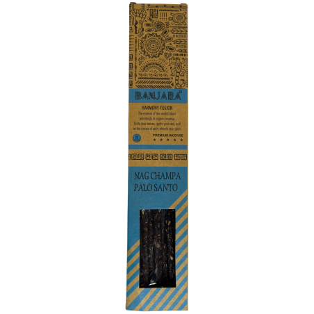 Incienso Banjara Palo Santo Nag Champa Armonía Fusión Incienso Premium - 8 varillas artesanales