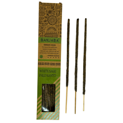 Incienso Banjara Palo Santo Salvia Blanca Armonía Fusión Incienso Premium - 8 varillas artesanales