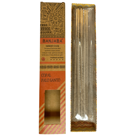 Incienso Banjara Palo Santo Copal Armonía Fusión Incienso Premium - 8 varillas artesanales