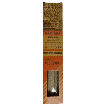 Incienso Banjara Palo Santo Copal Armonía Fusión Incienso Premium - 8 varillas artesanales