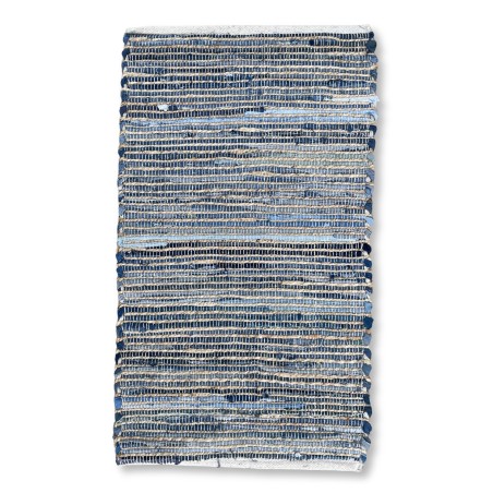 Tappeto medio 90x150 toni blu - Cotone riciclato e iuta - Fatto a mano in India