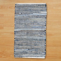 Medium Rug 90x150 Blue Tones - Recycled Cotton and Jute - Handmade in India